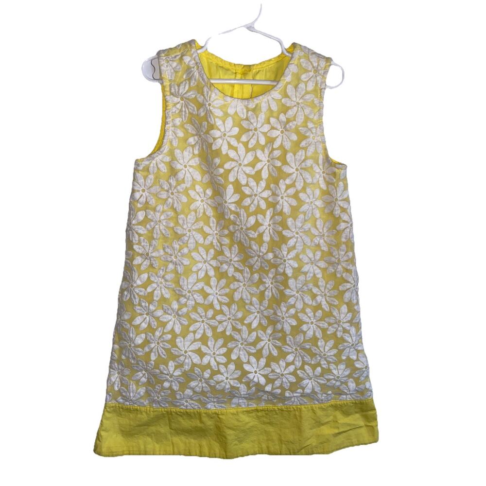 Girls Yellow Dress Size 8 Embroidered Daisies Spring Girly Sleeveless Retro